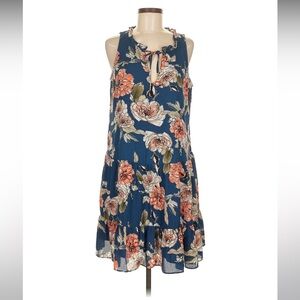 Sanctuary Floral Midi Dress in Blue and Orange